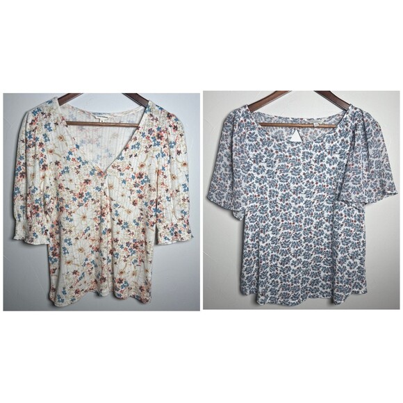 Lucky Brand Shirts Floral Bundle Women’s Size Medium Boho Feminine - Picture 1 of 16